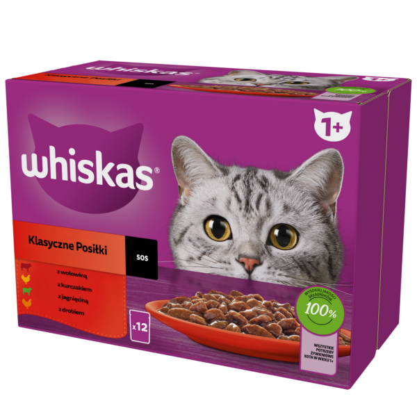 Whiskas Adult Karma Mokra Dla Kotów Wołowina Kurczak Jagnięcina Drób 12x85g