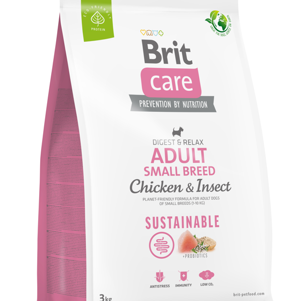 BRIT CARE® Dog Sustainable Adult Small Breed Chicken & Insect Karma Dla Psów Małych Ras Z Kurczakiem I Insektami 3 Kg