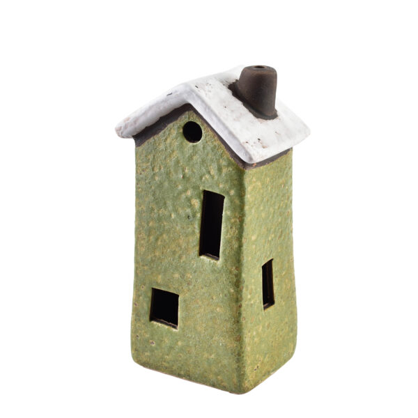 Domek ceramiczny mix 3 wzoryżółty/zielony/czerwony 6,9x5,9x14,1cm