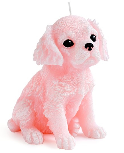 Świeca Figurka ANIMALS PIES SPANIEL 11x14cm różowa parafinowa