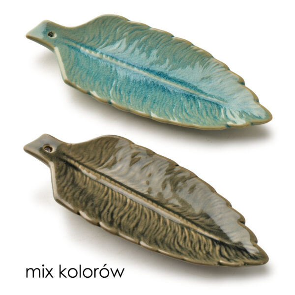 Podstawka na kadzidło LIŚĆ 20x8x1,5cm mix kolor szary lub turkus