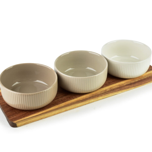 MODERN KITCHEN Deska z 3 miskami 10x10x4,5cm(32x11x1,2cm) 210ml