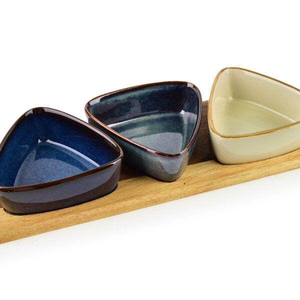 MODERN KITCHEN Deska z 3 miskami 9x9x3,5cm(28x9,5x1,2cm) 100ml