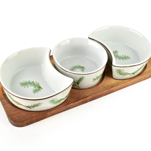 MODERN KITCHEN Deska z 3 miskami 8,5x42x/11x9,5x3,5cm(26,5x11x1,2cm) 2x150ml+1x120ml rozmaryn