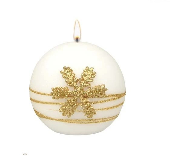 Świeca kula 10cm lakier matowybiała GOLDEN CHRISTMAS