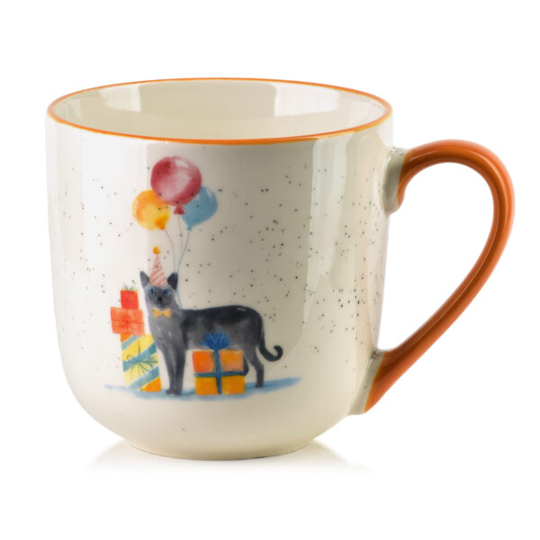 JULES Kubek 410ml 9,5x13x9,5cm kot urodzinowy