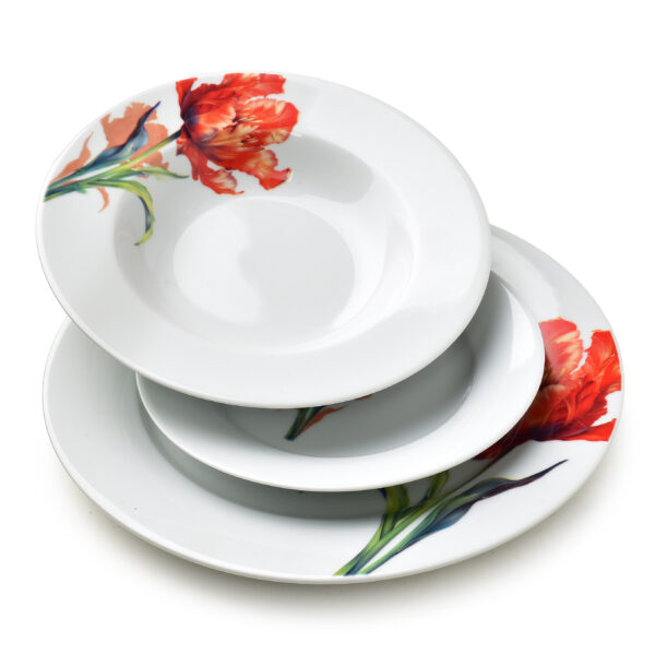 LEA TULIP Komplet obiadowy 18 elementów 21,8cm/19,2/27cm talerz zupa 220ml