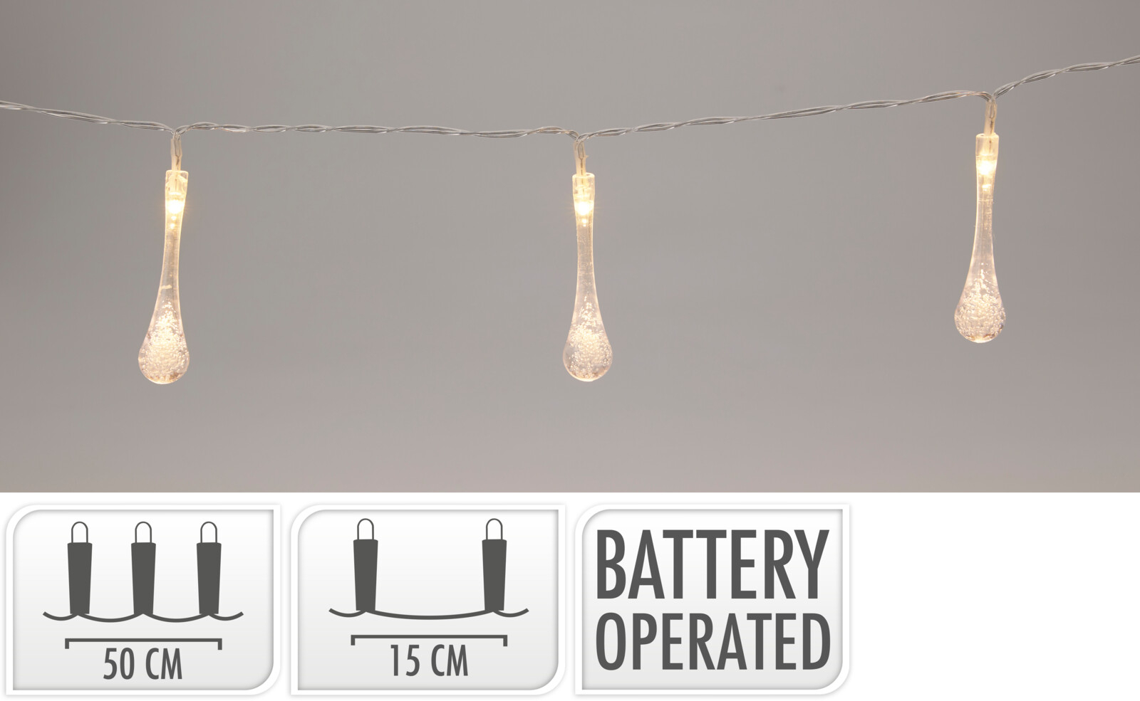 Łańcuch ŚWIETLNY LED KROPLE WODY