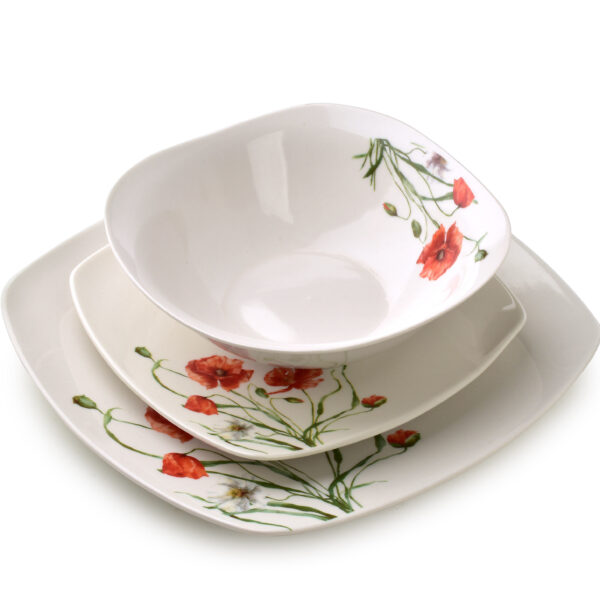 LEA POPPY Komplet obiadowy 18części16cm 500ml/18cm/24cm