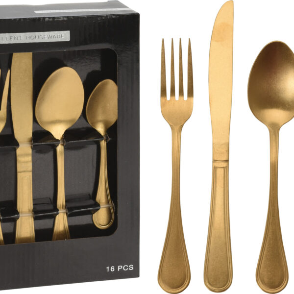 Zestaw sztućców 16 szt antique gold