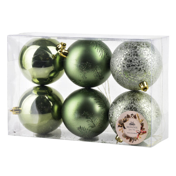 SANTA LILA Komplet 6 bombek 8cm