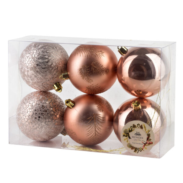 SANTA LILA Komplet 6 bombek 8cm