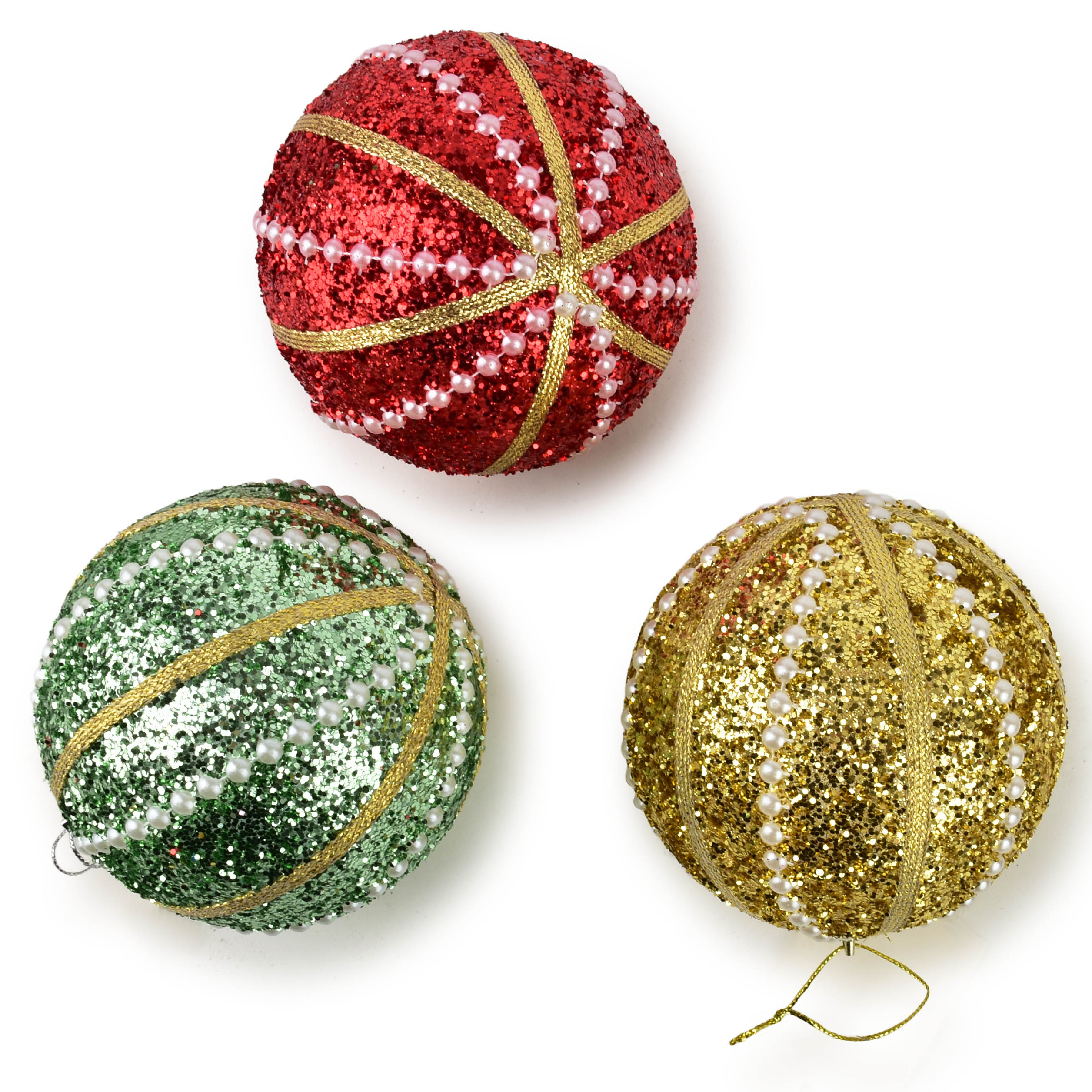 SANTA LILA Bombka 10cm zdobiona styropianowa