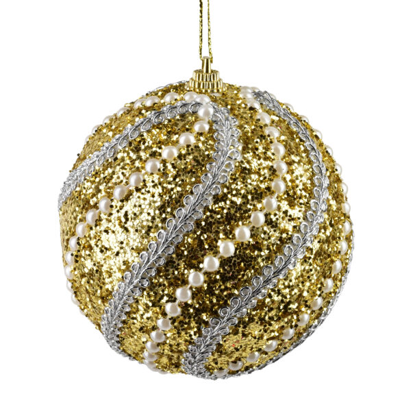 SANTA LILA Bombka 10cm zdobiona styropianowa