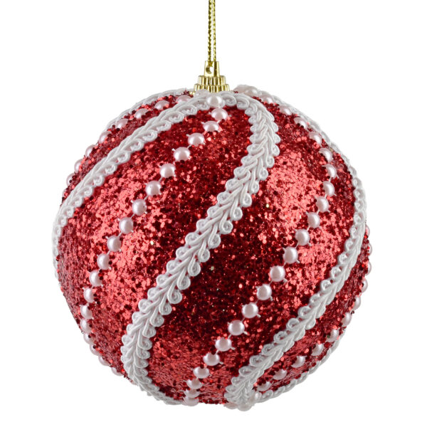 SANTA LILA Bombka 10cm zdobiona styropianowa