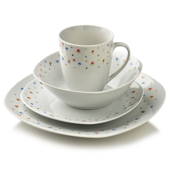 LEA MINI Komplet obiadowy 16cz. kubek 370ml/miska 500ml 17/19,5/25,5cm
