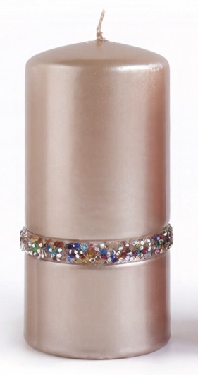 Świeca SORRENTO walec duży 7x7x17,5cm rose gold parafinowa