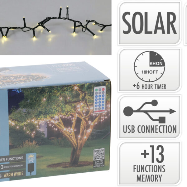 Girlanda solarna 560 LED ciepła biała