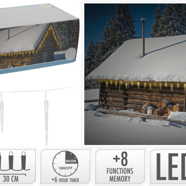 Kurtyna sople LED 72 LED ciepła biała