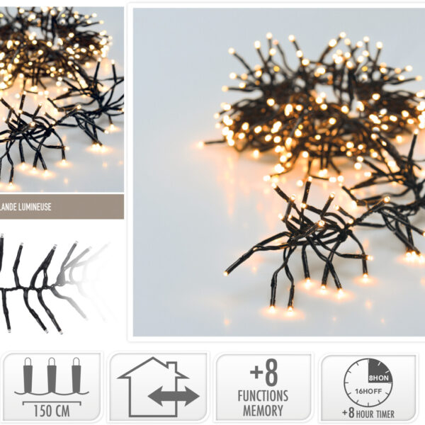 Lampki cluster 192 LED ciepła biała