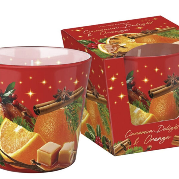 Świeca ZAPACHOWA w szkle CINNAMON DELIGHTS ORANGE 115g
