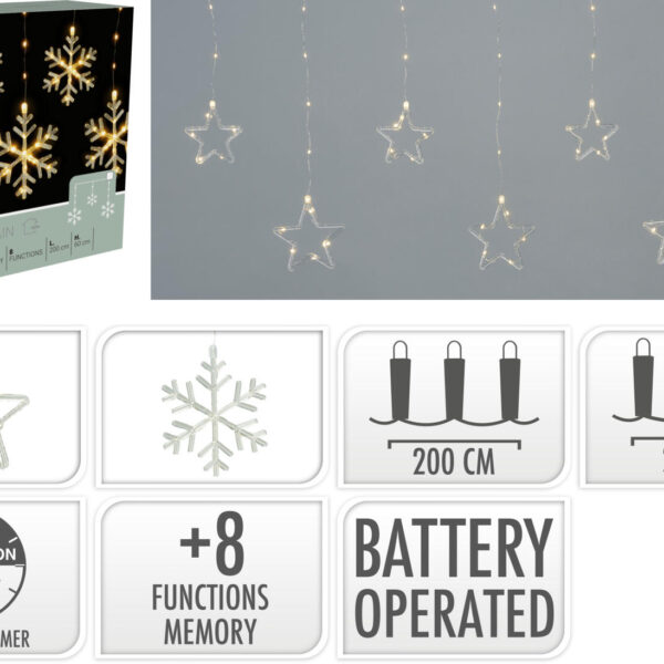 Kurtyna LED ciepła biel 200 × 60 cm