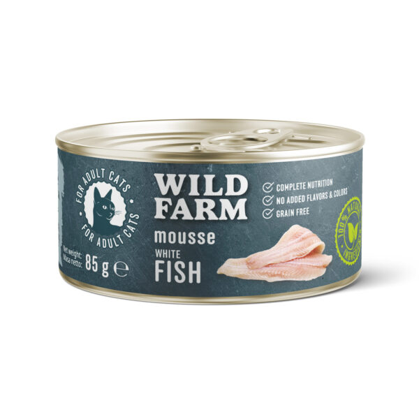 WILD FARM Mousse White Fish 85g - bezzbożowy mus dla kota