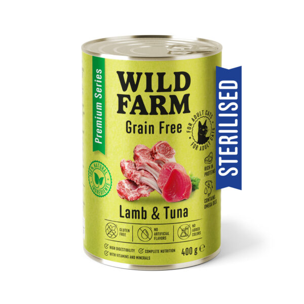 Wild Farm Premium Grain Free Mokra Karma Dla Kota Sterylizowanego Jagnięcina I Tuńczyk 400g