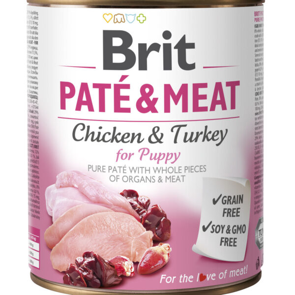 Brit Paté & Meat For Puppy Kurczak Z Indykiem 800g
