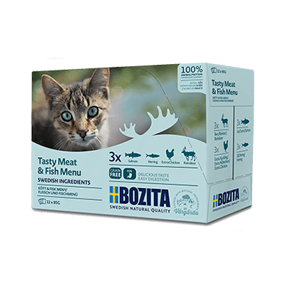 BOZITA Multibox mix mięsno-rybny w sosie dla kota, saszetki 12 x 85 g
