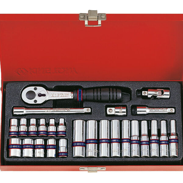 Komplet nasadek 1/4 6-KĄTNE 26 sztuk 4-13mm z akcesoriami