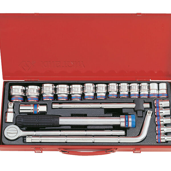 Komplet nasadek 1/2'' 10-32mm 24 sztuki z akcesoriami, chrom