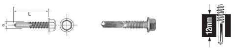 Wkręt samowiertny z łbem sześciokątnym 5.5*38mm 12mm