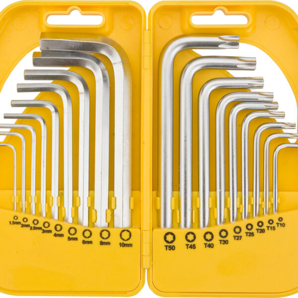Komplet kluczy trzpieniowych HEX i torx krótkie 18 sztuk