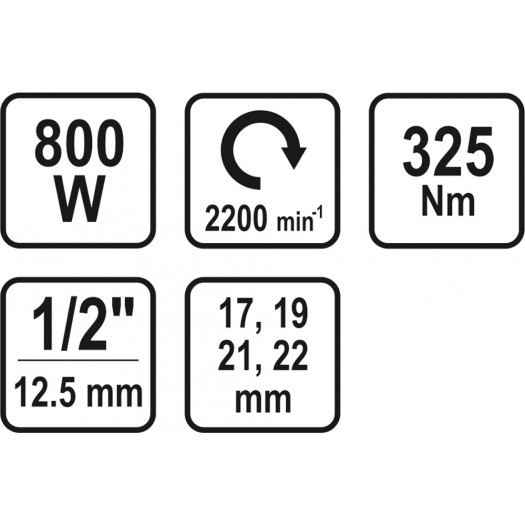 Elektryczny klucz udarowy 800W 325NM + nasadki