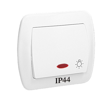Akord przycisk światło P/T IP44 z podświetleniem biały