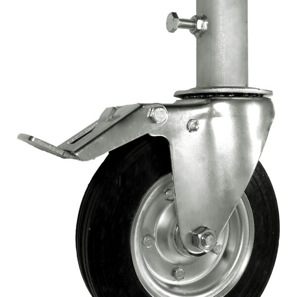 Koło metal-guma 200mm do rusztowania z rurą+hamulec ZR65NWH