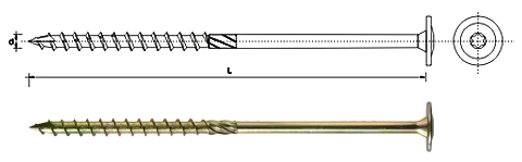 Wkręt do drewna z kołnierzem na torx ocynk żółty 8*100mm T40