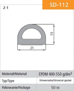 Uszczelka samoprzylepna czarna SD-112-0 21*15mm mb