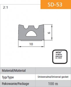 Uszczelka samoprzylepna czarna SD-53/4-0 10*6 mb