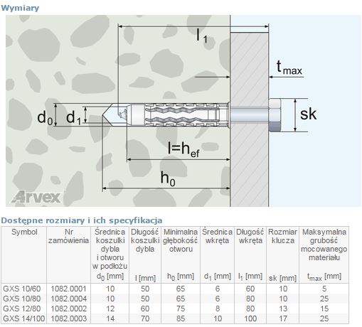 Dybel universalny wkręt ŁEB sześciokątny GXS 10/80mm