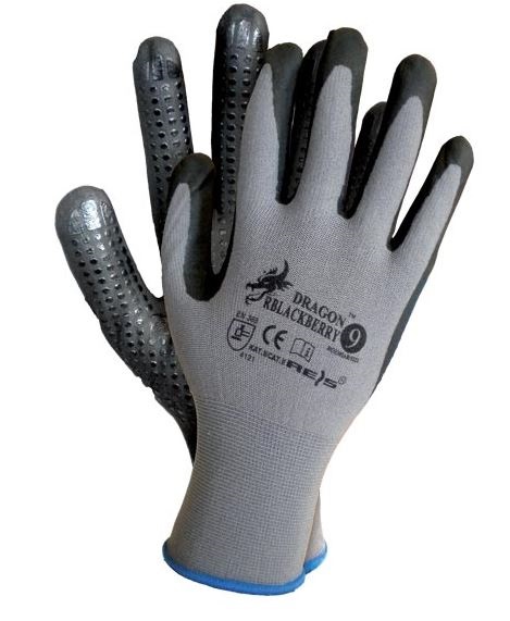 Rękawice lycra+nylon powlekane nitrylem rblackberry rozm. 9