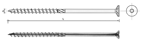 Wkręt do drewna z łbem stożkowym na torx 6*240mm T30