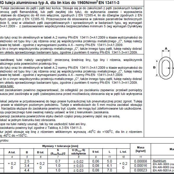 Tuleja zaciskowa aluminiowa do LIN 2mm
