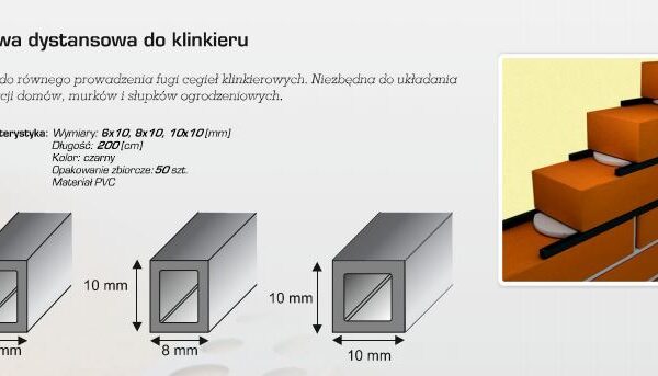 Listwa dystansowa do cegły klinkierowej 10*10mm 2mb