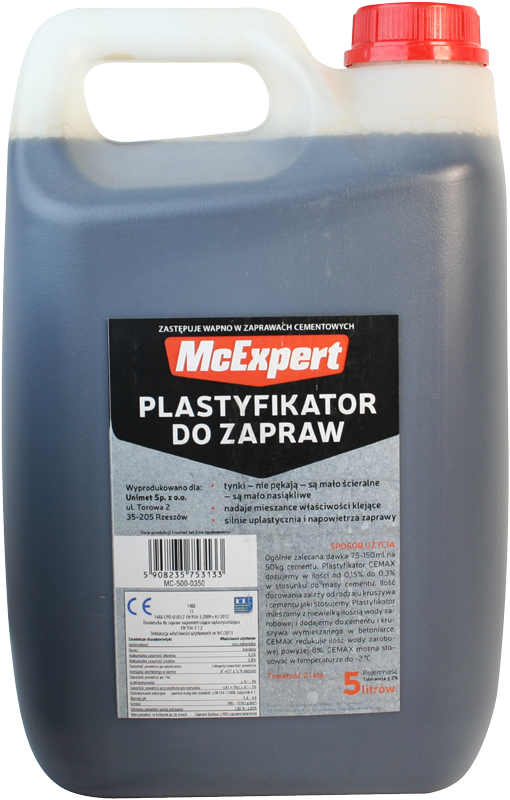Plastyfikator do zapraw zastępujący wapno 5L