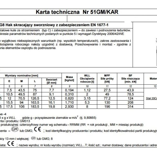 Hak skracający sworzniowy z zabezpieczeniem 7/8mm G8 WLL2T