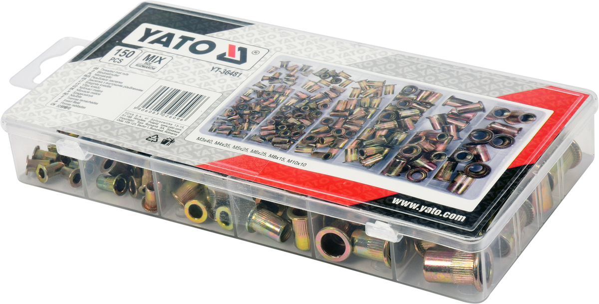 Zestaw nitonakrętek stalowych M3- M10, 150szt
