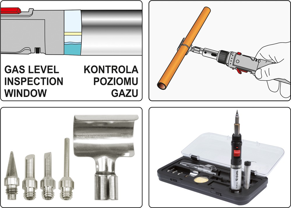 Lutownica gazowa 3IN1 z akcesoriami z zapłonem piezo