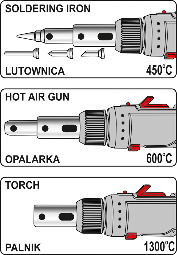 Lutownica gazowa 3IN1 z akcesoriami z zapłonem piezo